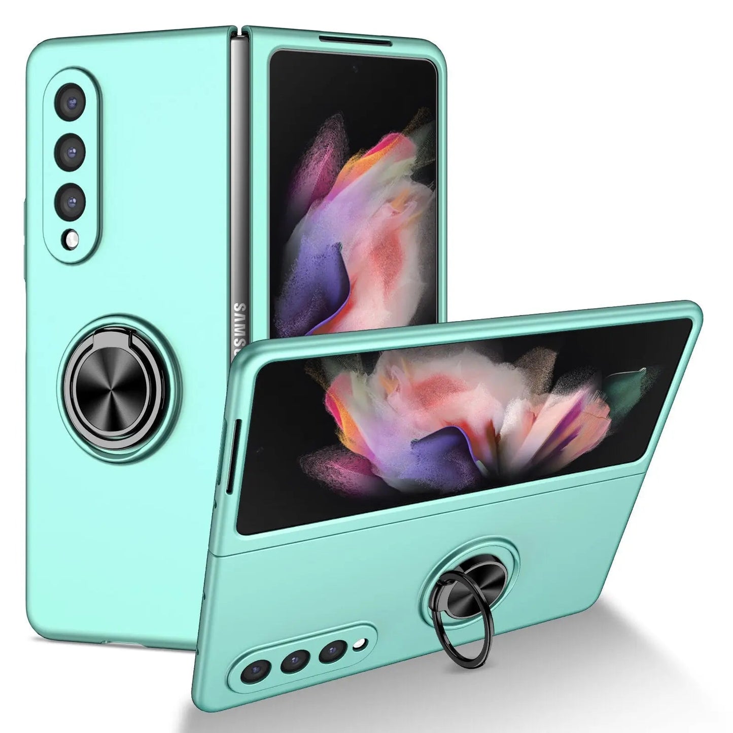 Luxury Phone Case Car Holder Magnetic Case Protection Cover Key Ring For Samsung Galaxy Z Fold 4 / Z Flip 4 - theroxymob