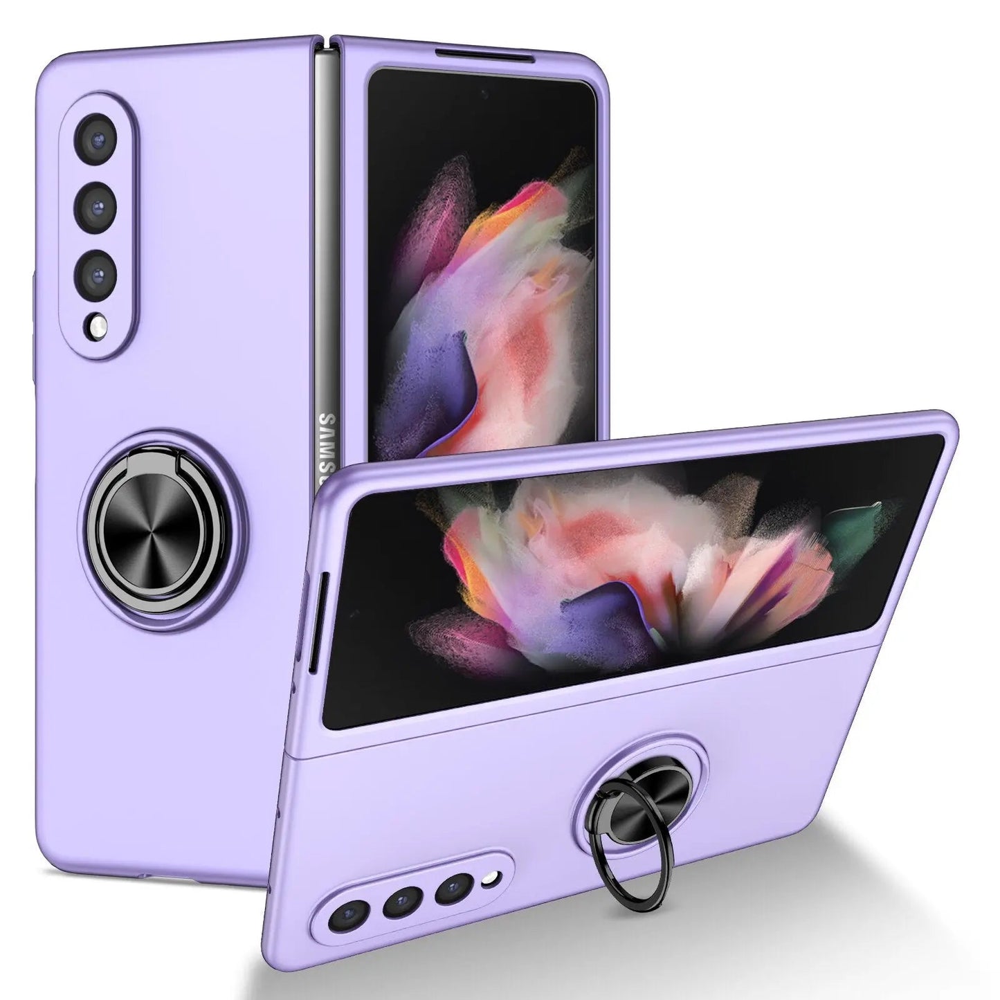 Luxury Phone Case Car Holder Magnetic Case Protection Cover Key Ring For Samsung Galaxy Z Fold 4 / Z Flip 4 - theroxymob