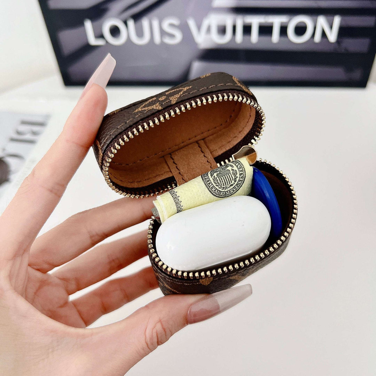Premium Leather Monogram AirPods Cases