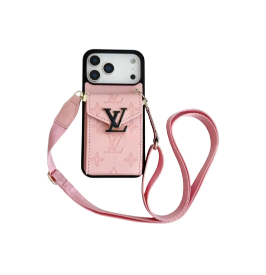 LV Luxury Phone Case with Card Holder For iPhone 12-17 Series