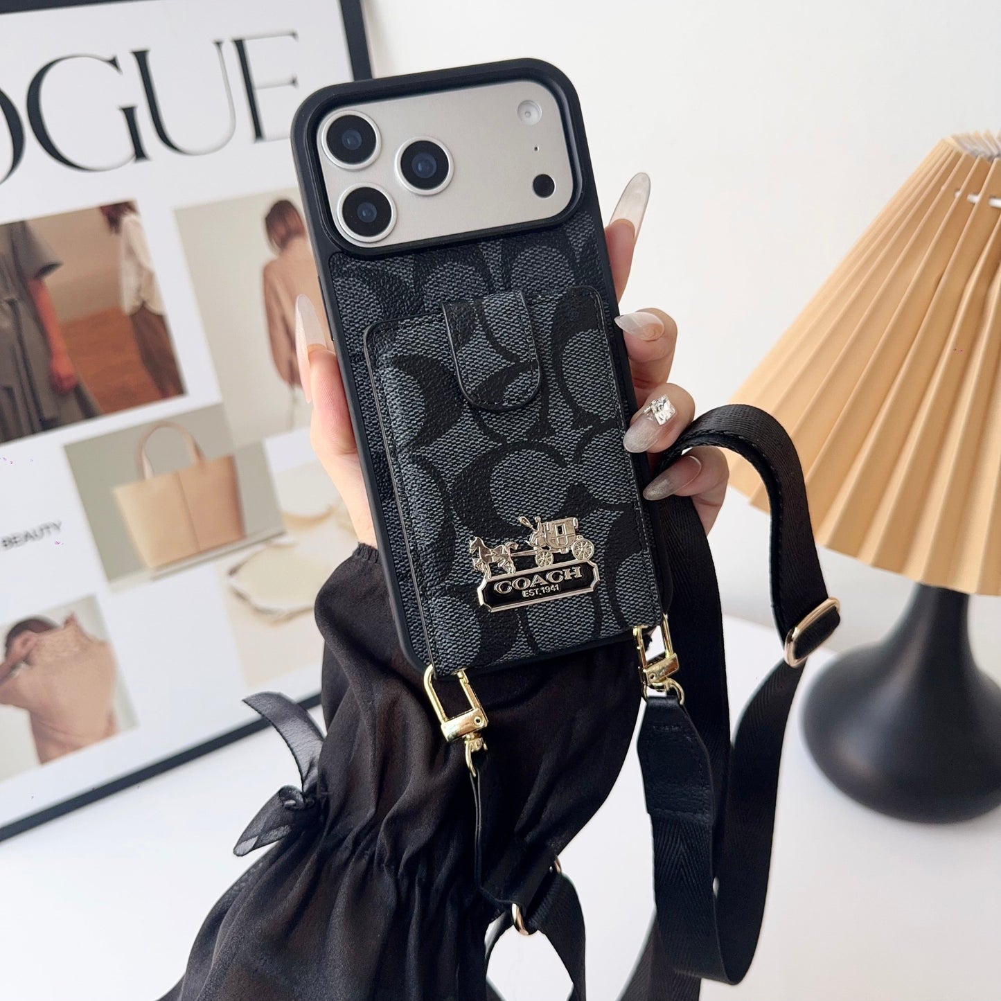 Leather Coach iPhone Case With Wallet And Strap