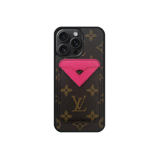 Set Magsafe Cardholder Orange LV Monogram Brown with Case For iPhone 12-17 Series