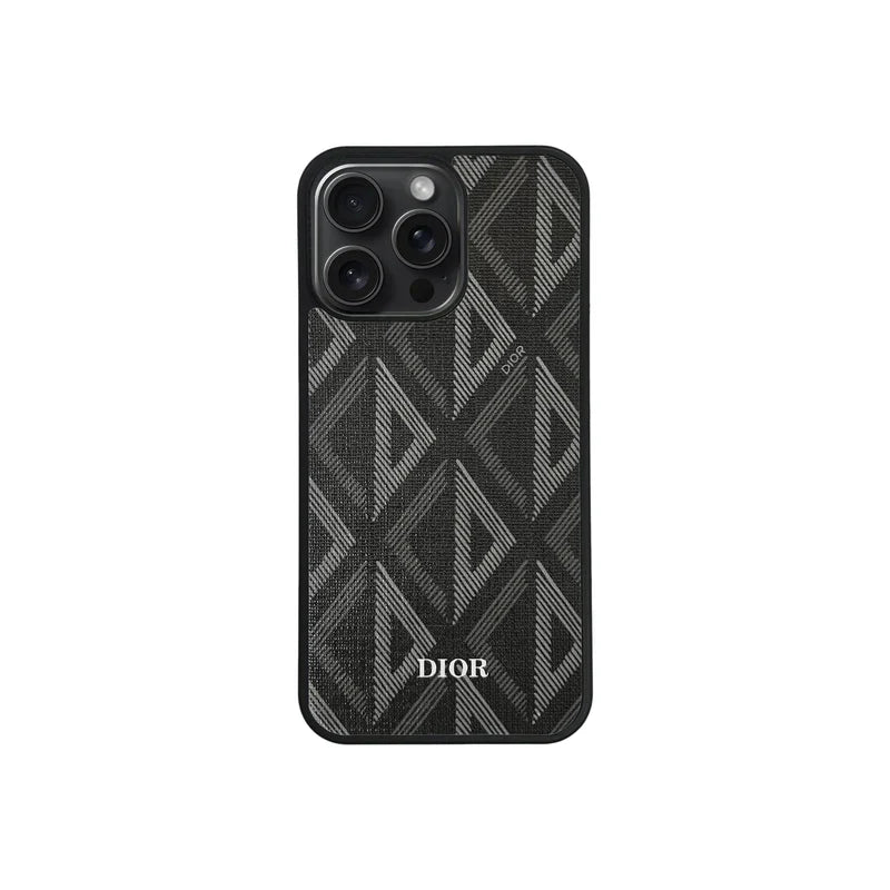 Luxury Woven Monogram & Geometric Slim Case for iPhone 12-17 Series