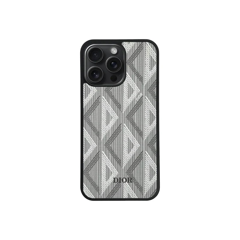 Luxury Woven Monogram & Geometric Slim Case for iPhone 12-17 Series