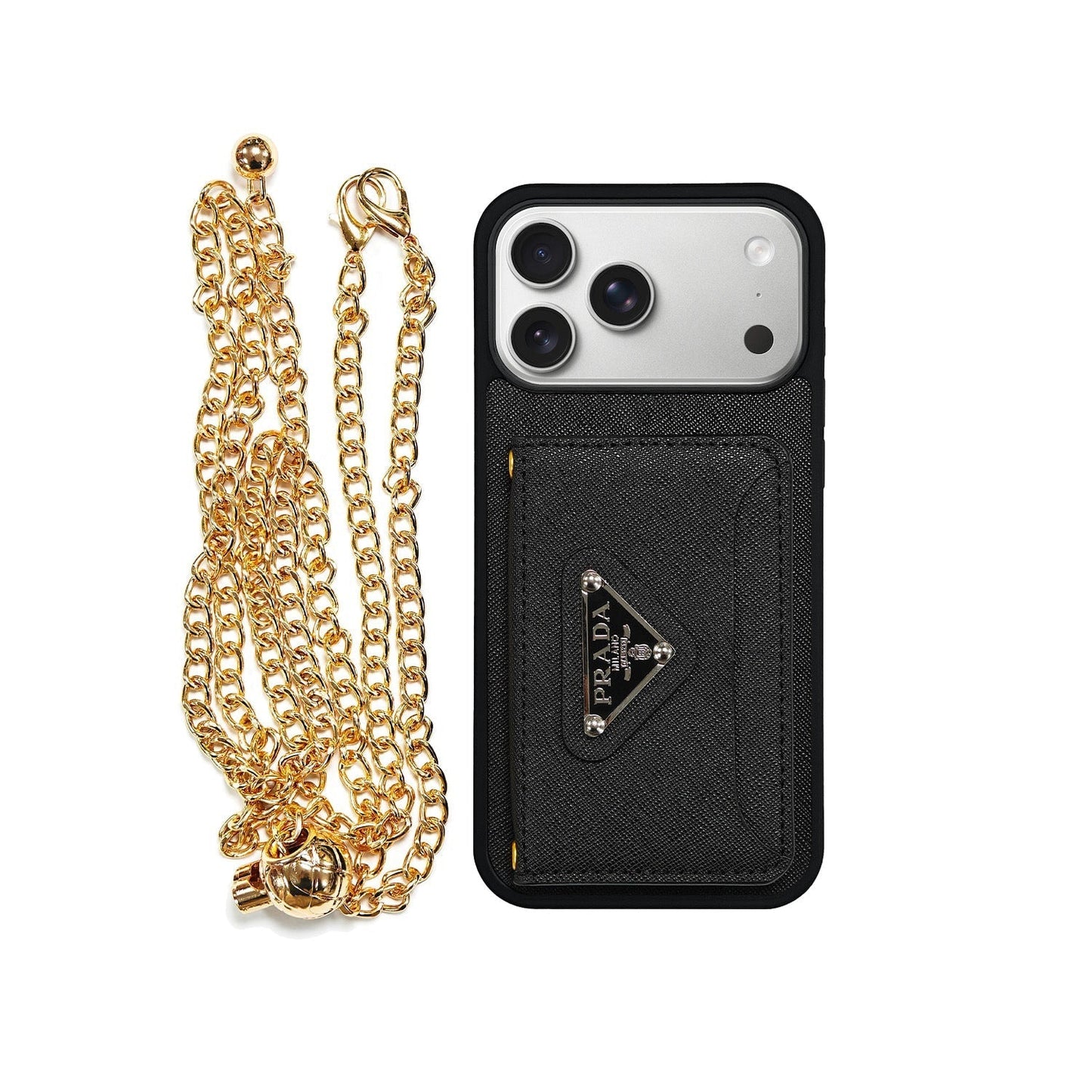 Luxury Phone Case Logo Card Holder & Lanyard For iPhone 12-17