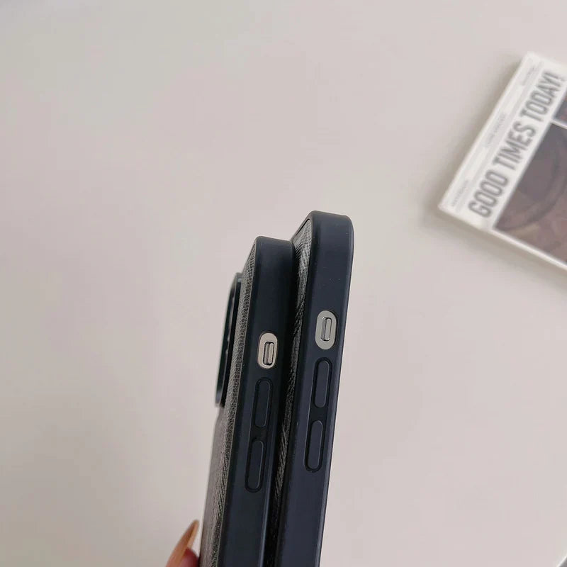 Luxury Woven Monogram & Geometric Slim Case for iPhone 12-17 Series