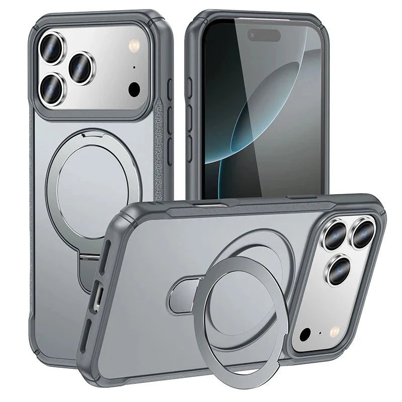 Metal Ring Stand  Magnetic Case Wireless Charger Cover Funds For Magsafe IPhone 17/ 16 /15 14 THEROXYMOB