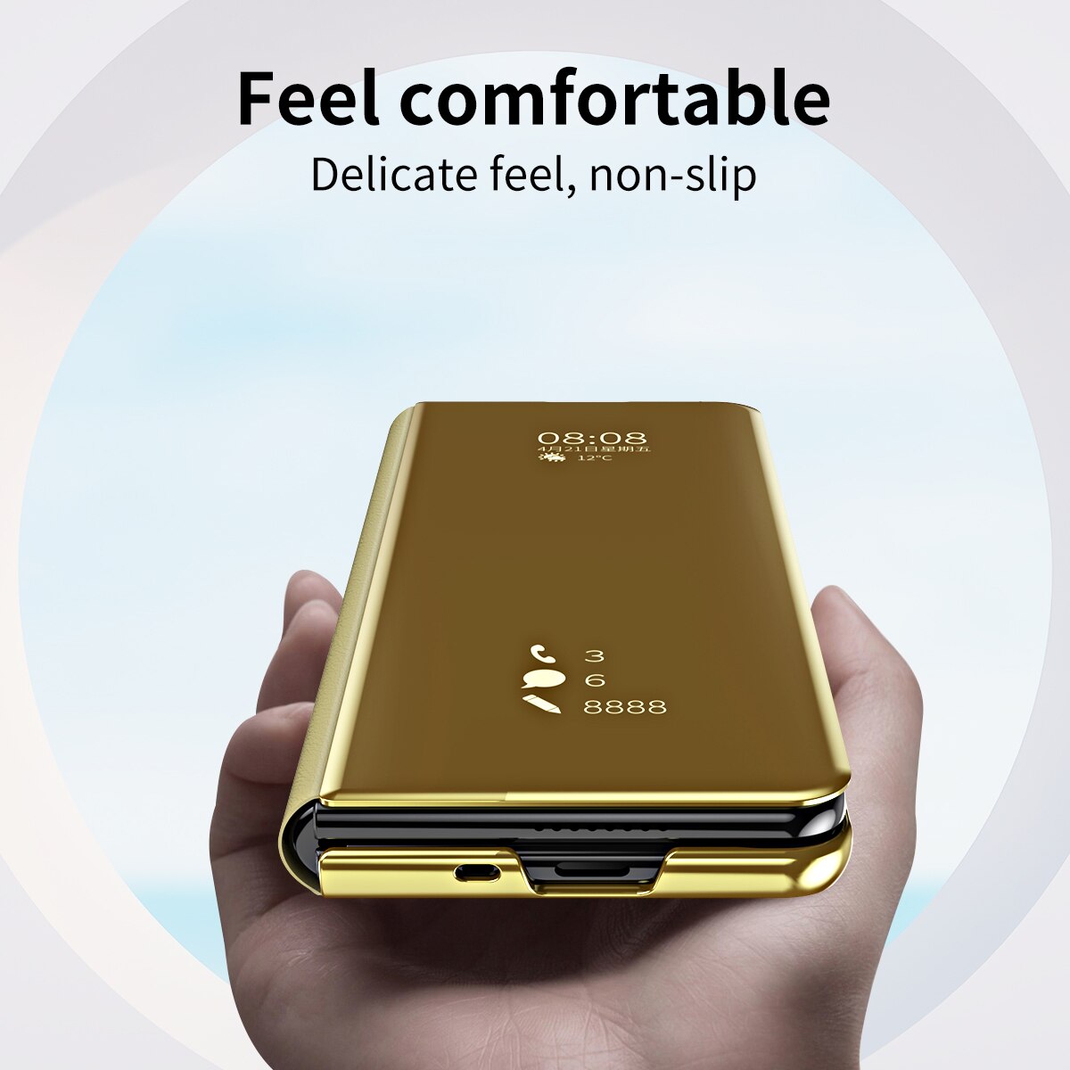 Plating Mirror Leather Cover Smart Window Phone Case for Samsung Z Fold 5 Fold 4 CaseSpot
