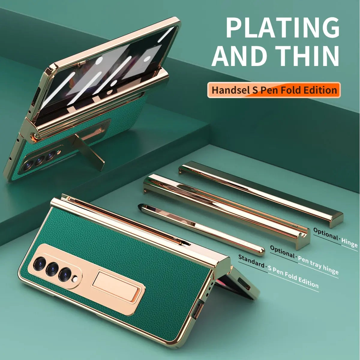 For Samsung Galaxy Z Fold 4 Holder Case Leather Bracket Full Protection - theroxymob