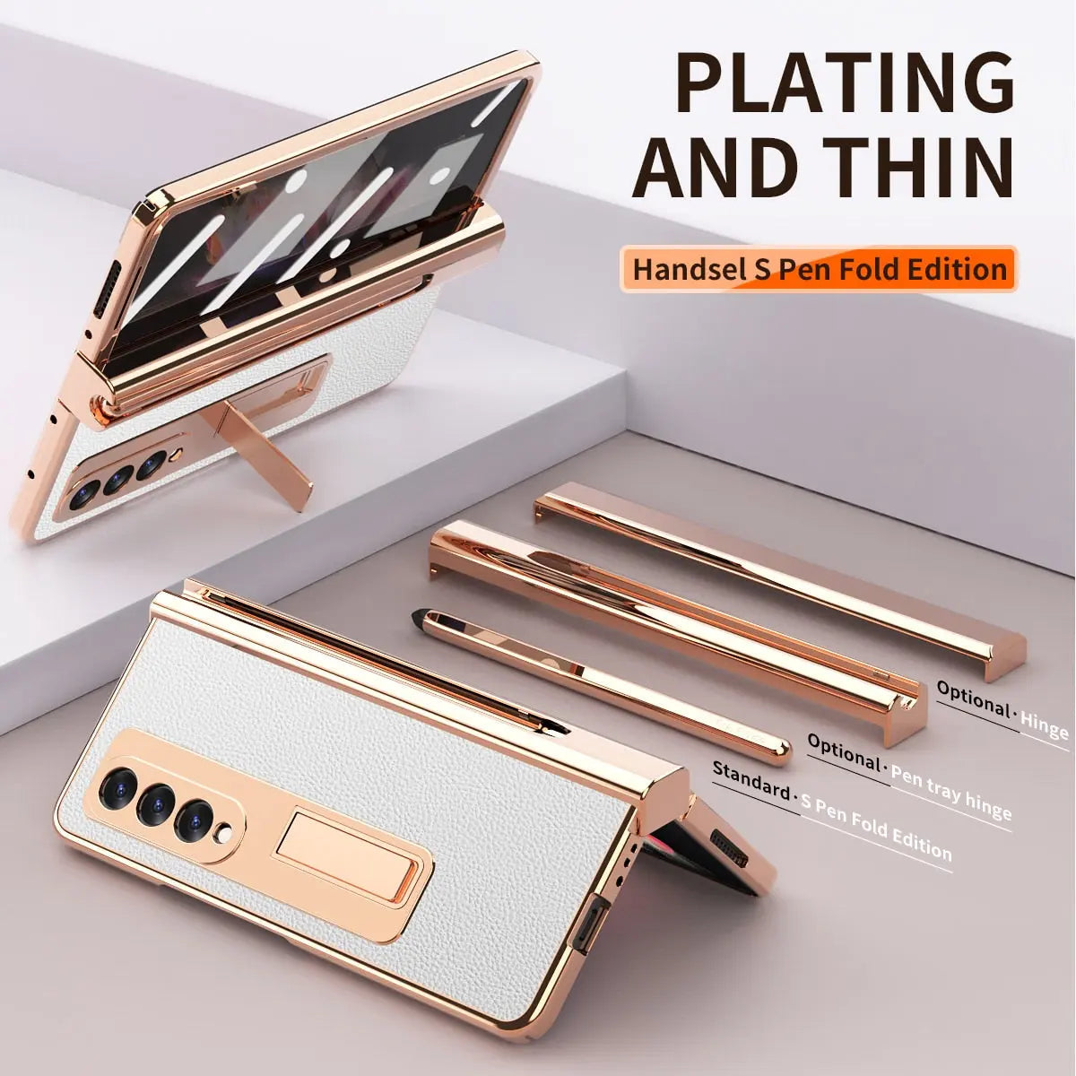 For Samsung Galaxy Z Fold 4 Holder Case Leather Bracket Full Protection - theroxymob