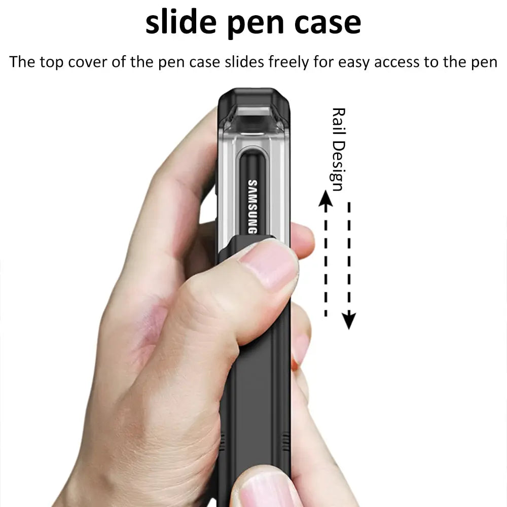 For Samsung Galaxy Z Fold4 All included Slide Pen Case With Back Screen Glass Hinge Holder Phone Cover - theroxymob