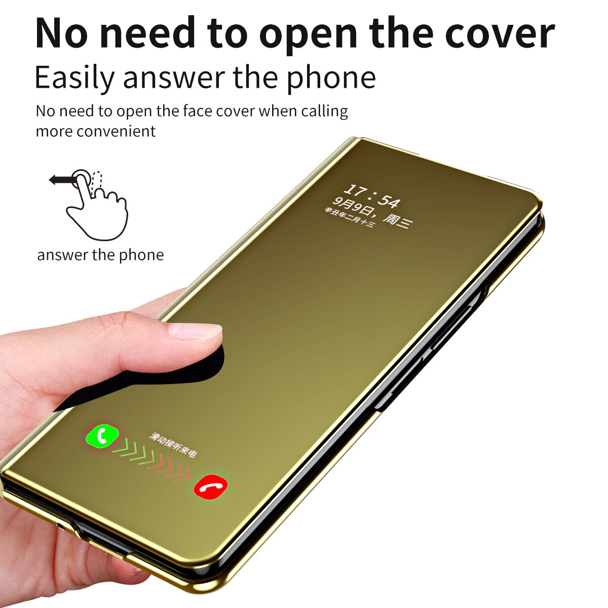 Plating Mirror Leather Cover Smart Window Phone Case for Samsung Z Fold 5 Fold 4 CaseSpot