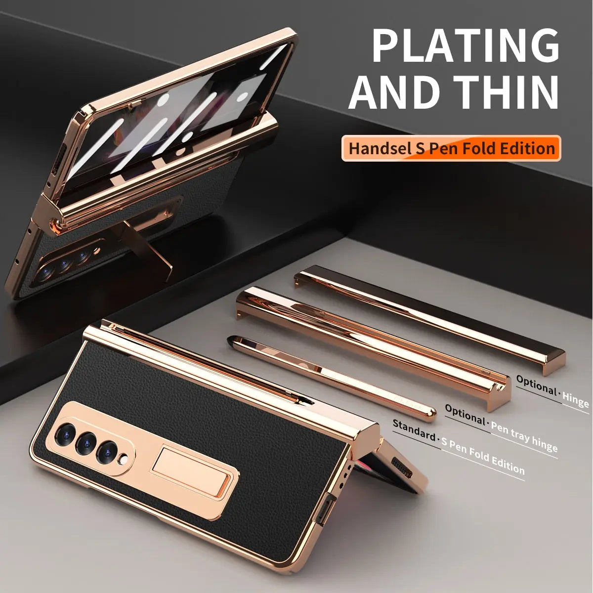 For Samsung Galaxy Z Fold 4 Holder Case Leather Bracket Full Protection - theroxymob