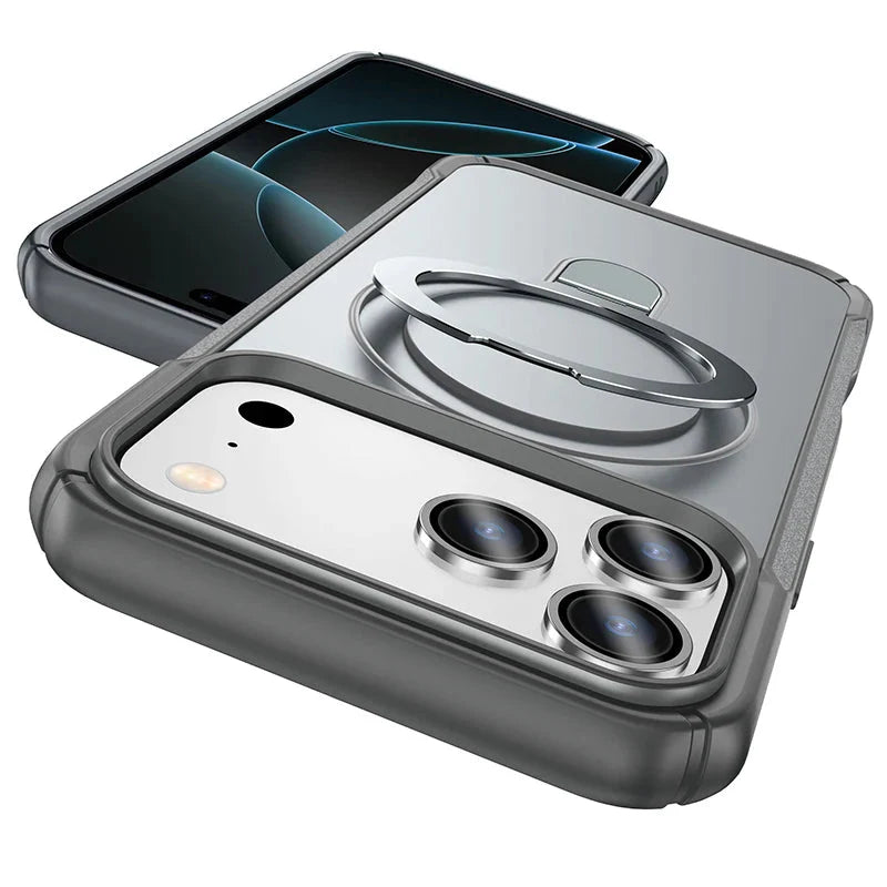Metal Ring Stand  Magnetic Case Wireless Charger Cover Funds For Magsafe IPhone 17/ 16 /15 14 THEROXYMOB