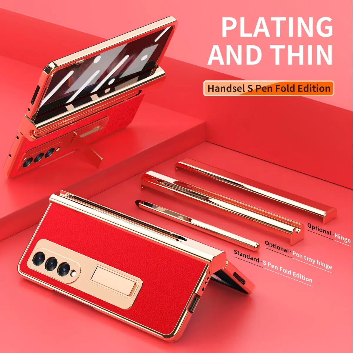 For Samsung Galaxy Z Fold 4 Holder Case Leather Bracket Full Protection - theroxymob