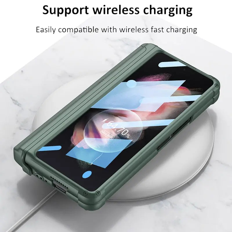 For Samsung Galaxy Z Fold4 All included Slide Pen Case With Back Screen Glass Hinge Holder Phone Cover - theroxymob