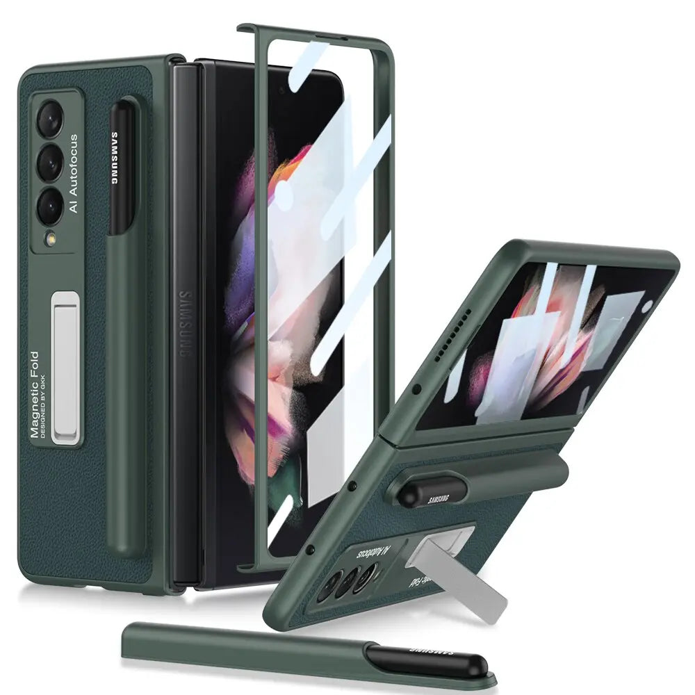 For Samsung Galaxy Z Fold 4 Magnetic Case Case Stand Hard Case With S Pen Slot Holder For Fold - theroxymob