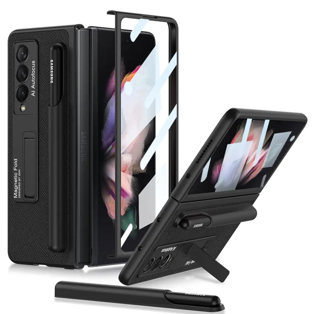 For Samsung Galaxy Z Fold 4 Magnetic Case Case Stand Hard Case With S Pen Slot Holder For Fold - theroxymob