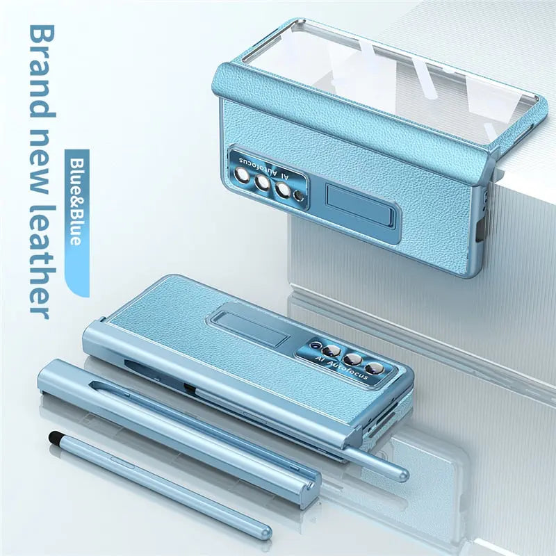For Samsung Galaxy Z Fold 4 Camera protection Holder Case Leather Bracket Full Protection - theroxymob