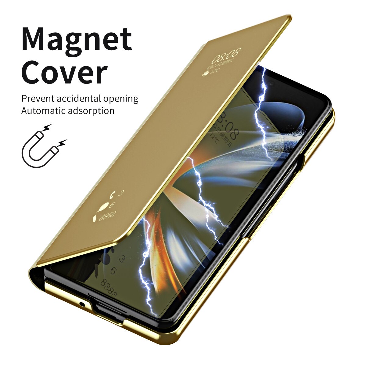 Plating Mirror Leather Cover Smart Window Phone Case for Samsung Z Fold 5 Fold 4 CaseSpot