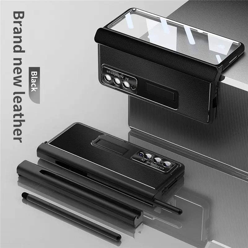 For Samsung Galaxy Z Fold 4 Camera protection Holder Case Leather Bracket Full Protection - theroxymob