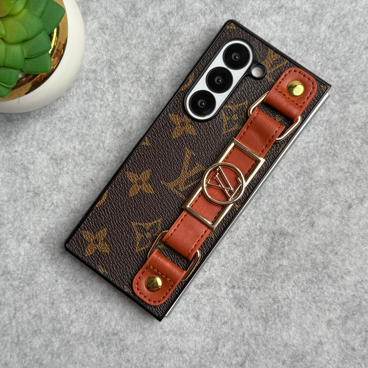 LV Monogram Case with Hand Strap for Samsung Z Fold 3-7