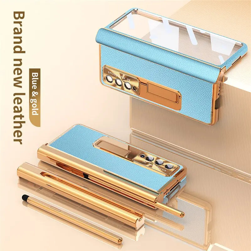 For Samsung Galaxy Z Fold 4 Camera protection Holder Case Leather Bracket Full Protection - theroxymob