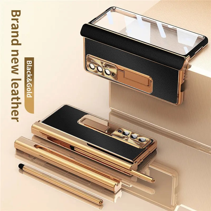 For Samsung Galaxy Z Fold 4 Camera protection Holder Case Leather Bracket Full Protection - theroxymob
