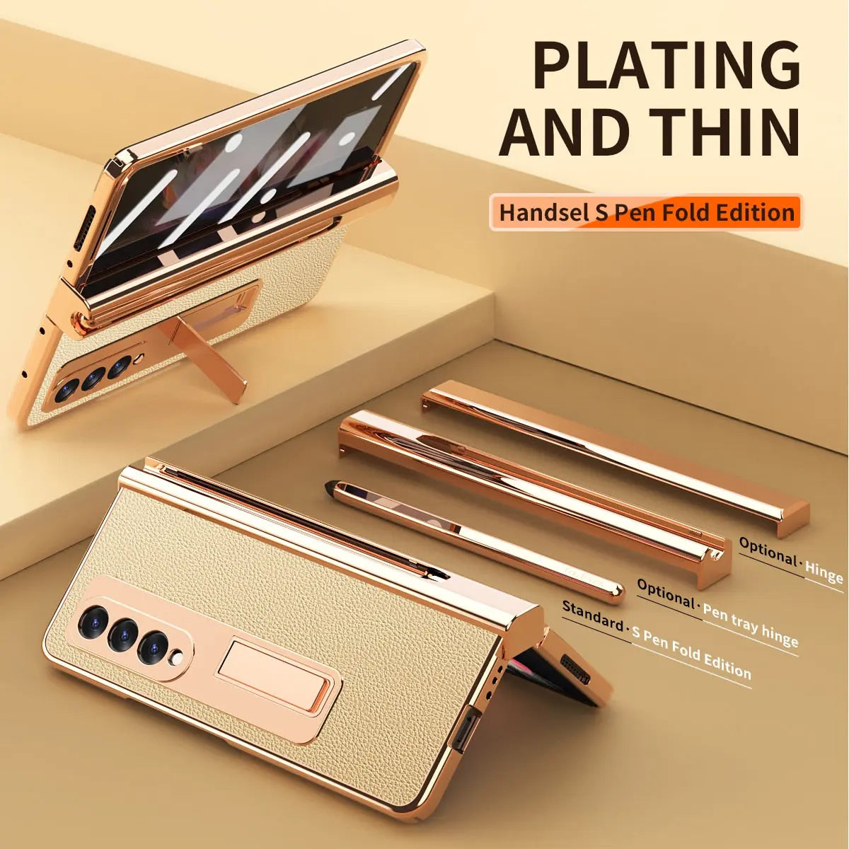 For Samsung Galaxy Z Fold 4 Holder Case Leather Bracket Full Protection - theroxymob