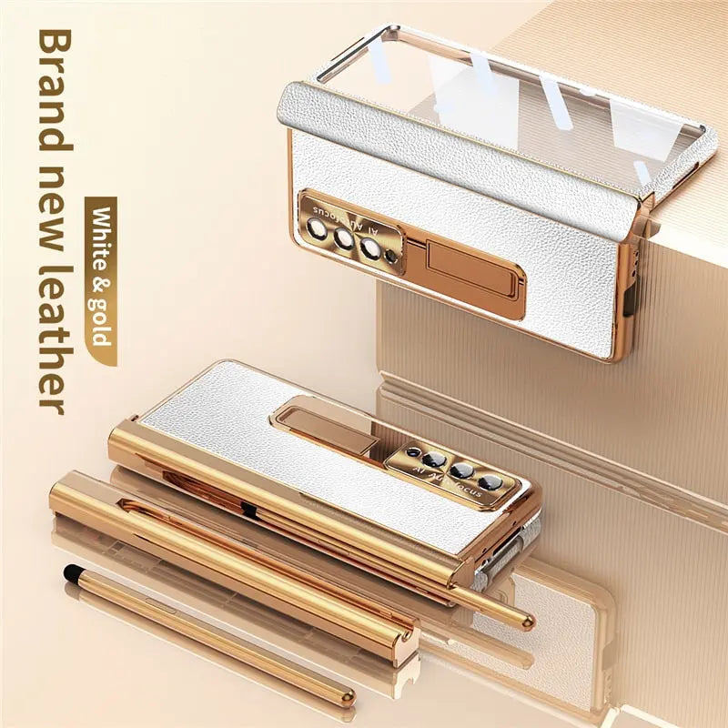 For Samsung Galaxy Z Fold 4 Camera protection Holder Case Leather Bracket Full Protection - theroxymob