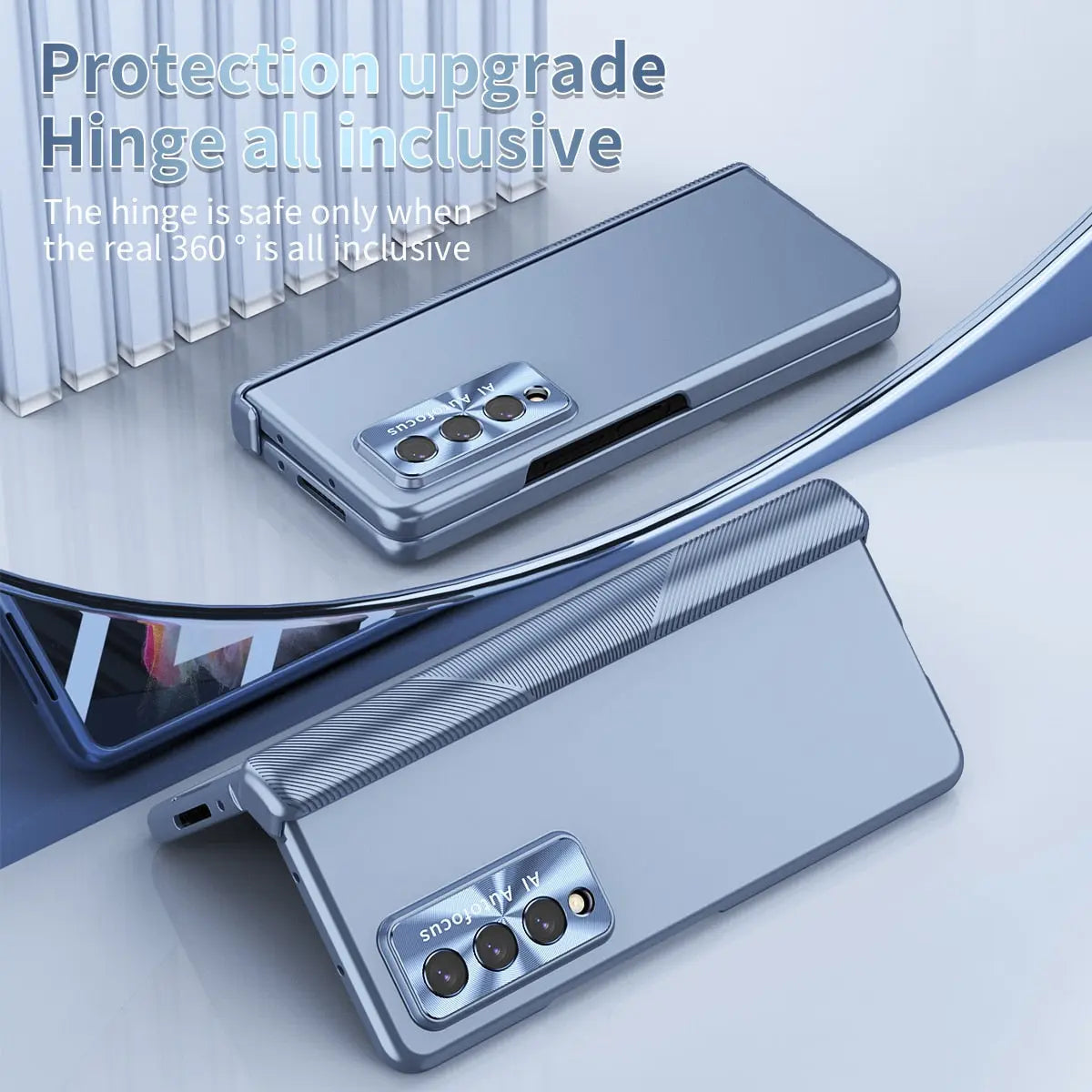 For Samsung Galaxy Z Fold4 /Fold 3 Anti-Scratch Full Body Protection Case Pen Holder Tempered Glass Film - theroxymob