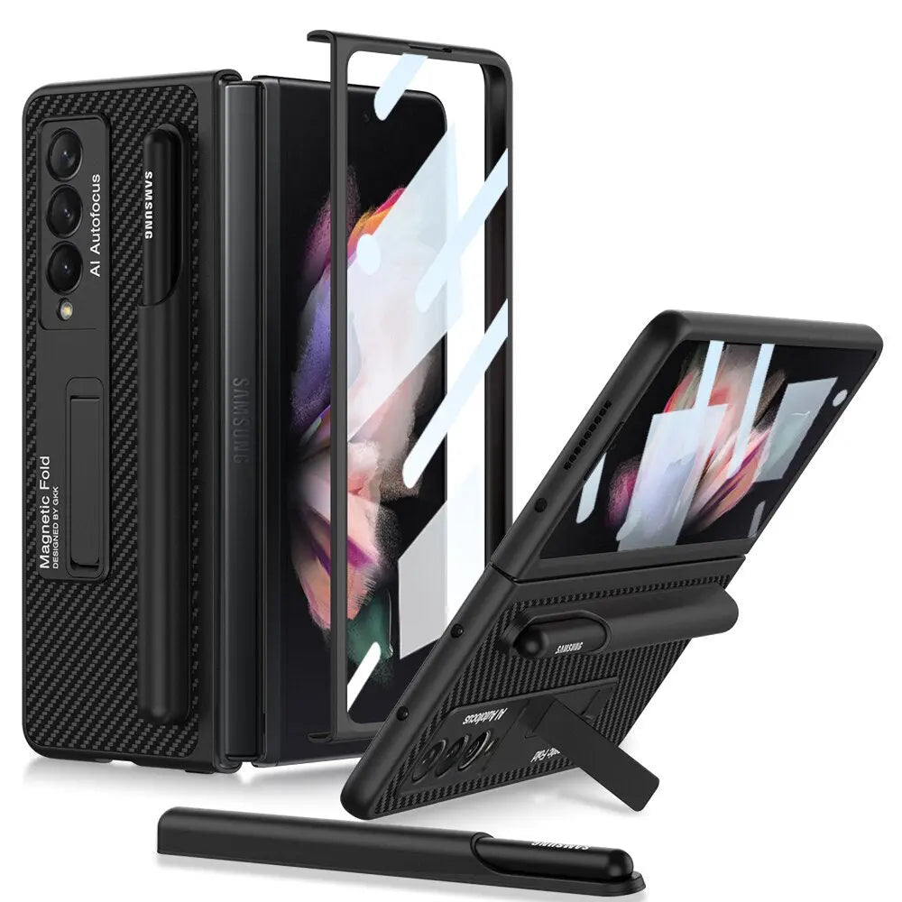 For Samsung Galaxy Z Fold 4 Magnetic Case Case Stand Hard Case With S Pen Slot Holder For Fold - theroxymob