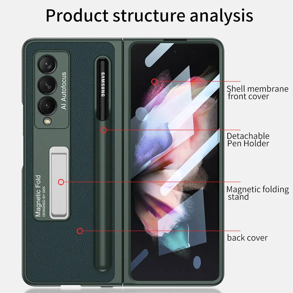 For Samsung Galaxy Z Fold 4 Magnetic Case Case Stand Hard Case With S Pen Slot Holder For Fold - theroxymob