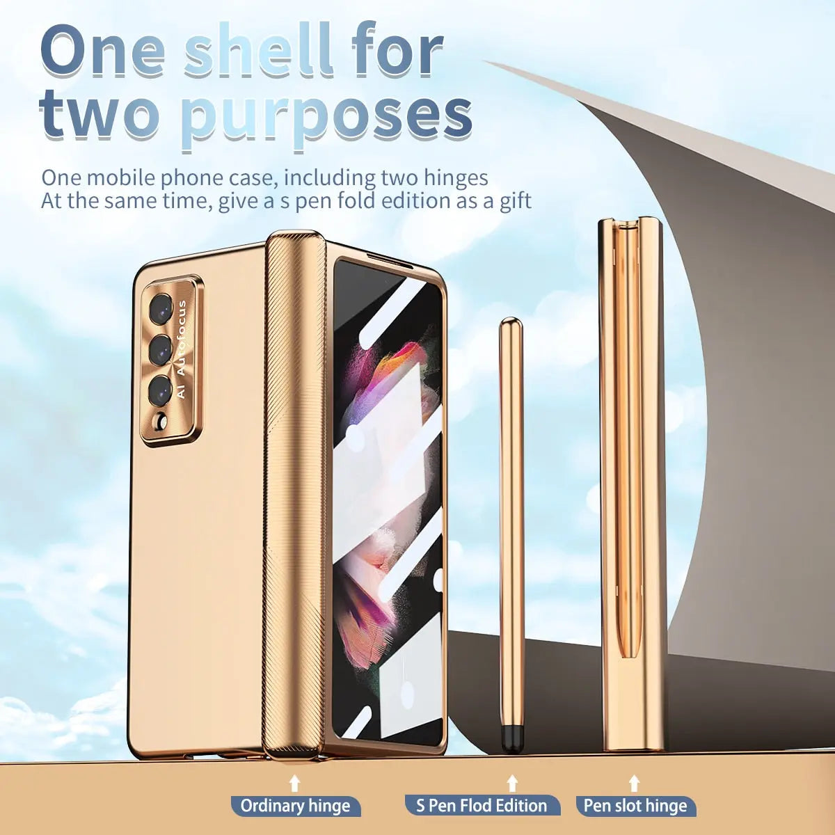 For Samsung Galaxy Z Fold4 /Fold 3 Anti-Scratch Full Body Protection Case Pen Holder Tempered Glass Film - theroxymob