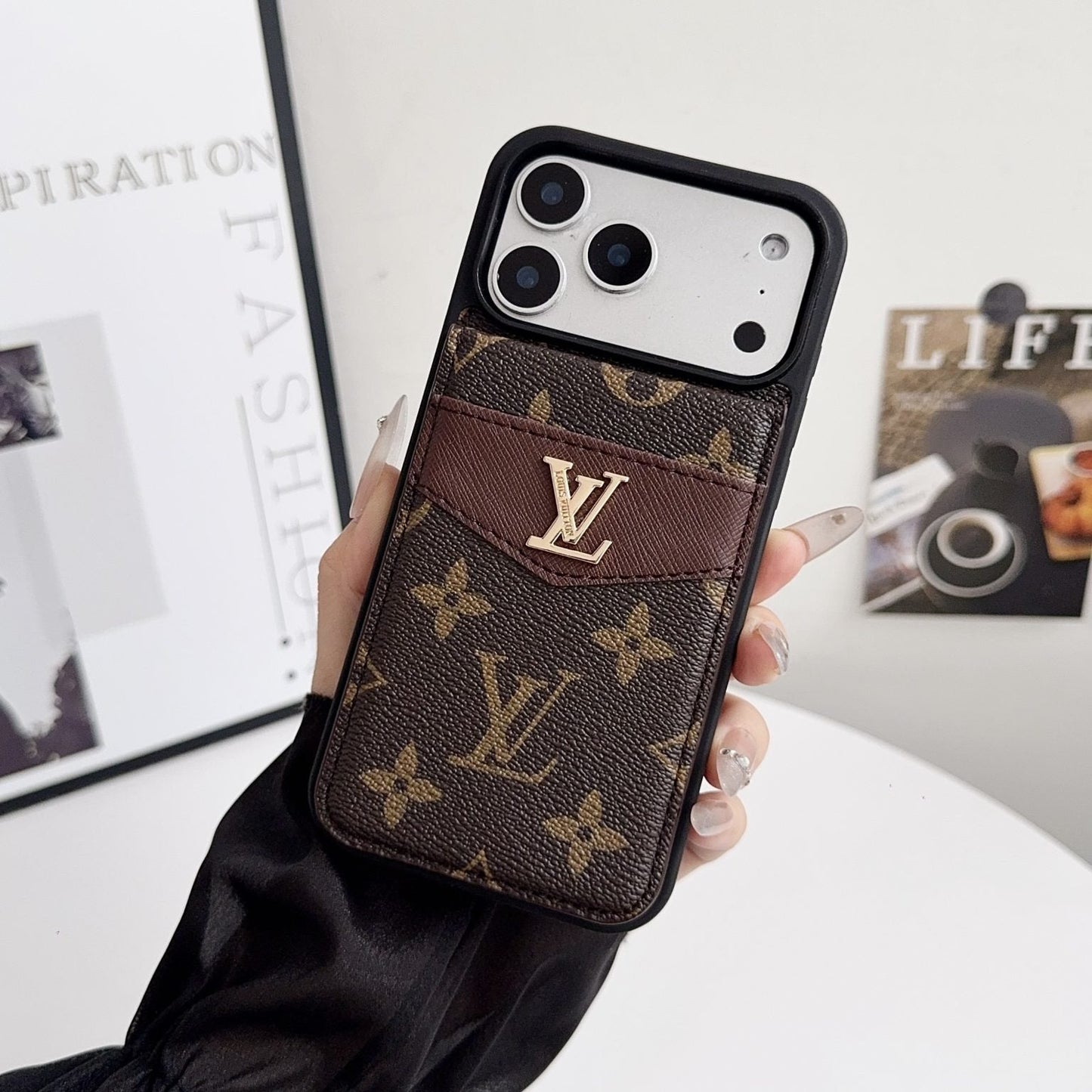 Louis V Card Holder Case For iPhone 12-17