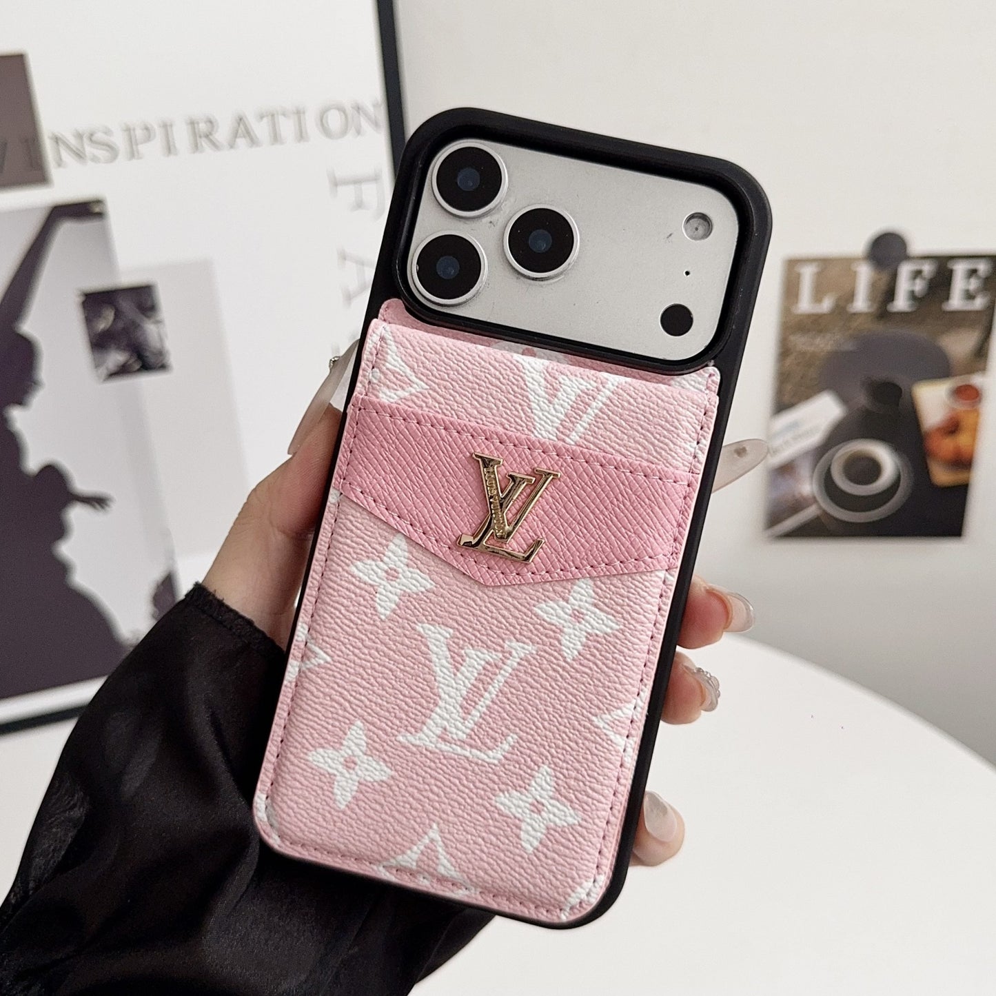 Louis V Card Holder Case For iPhone 12-17