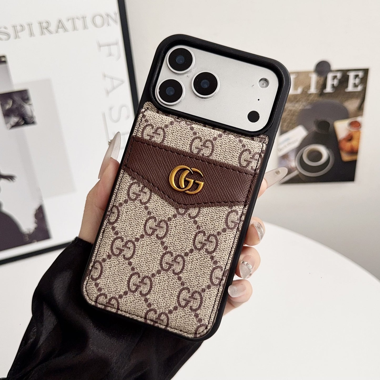 Louis V Card Holder Case For iPhone 12-17