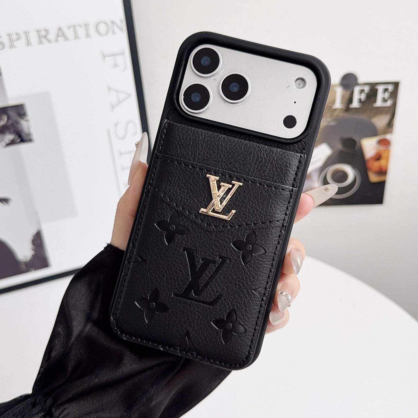 Louis V Card Holder Case For iPhone 12-17