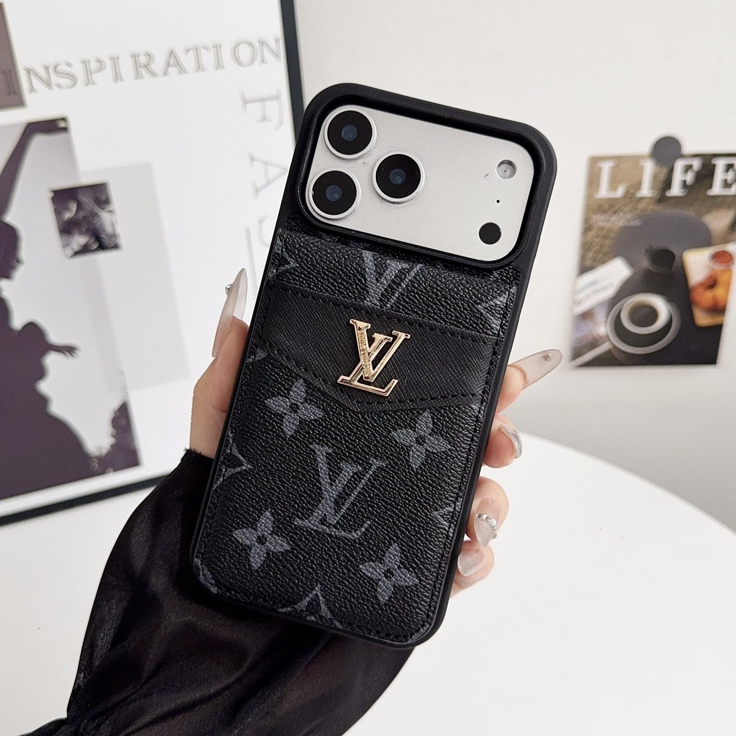 Louis V Card Holder Case For iPhone 12-17