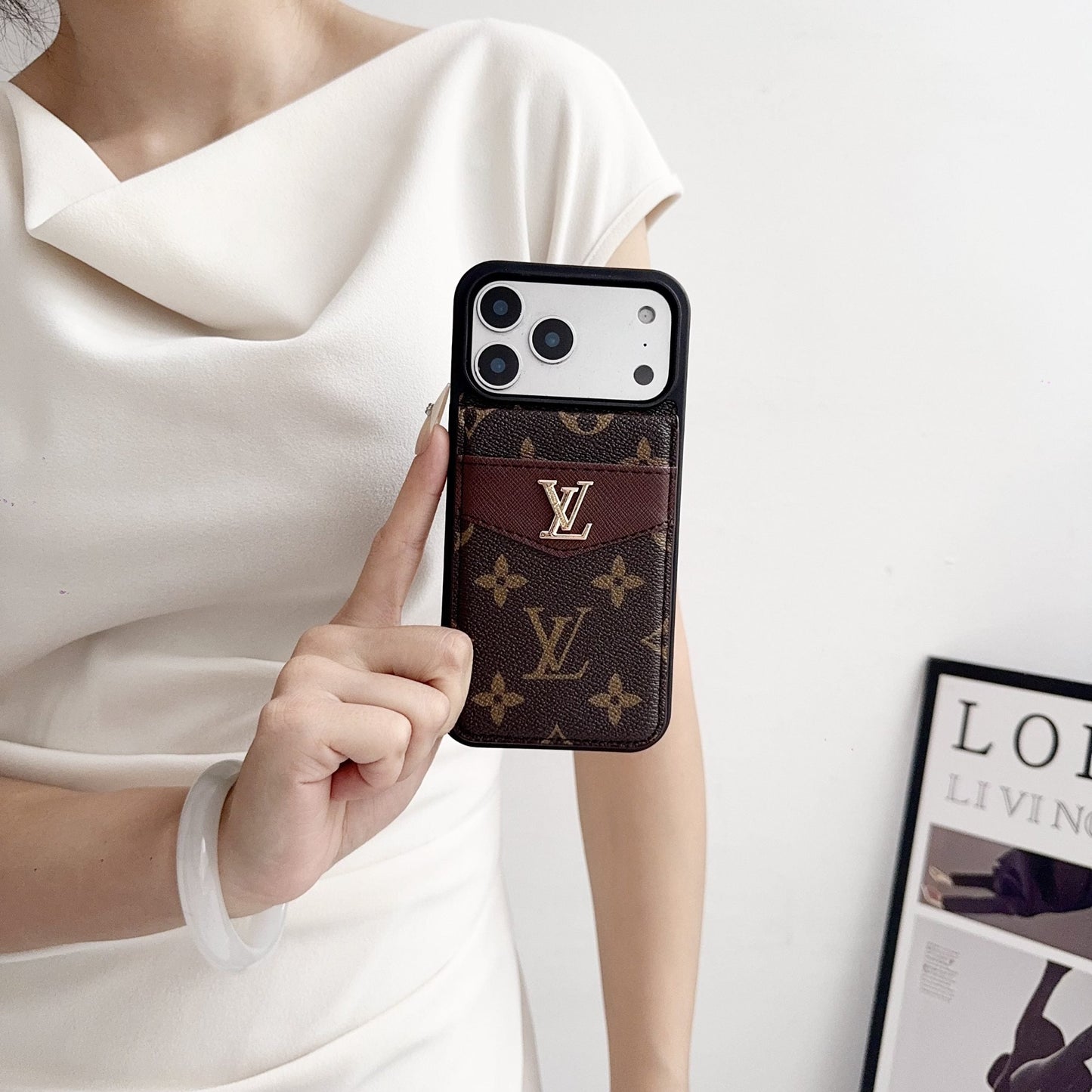 Louis V Card Holder Case For iPhone 12-17