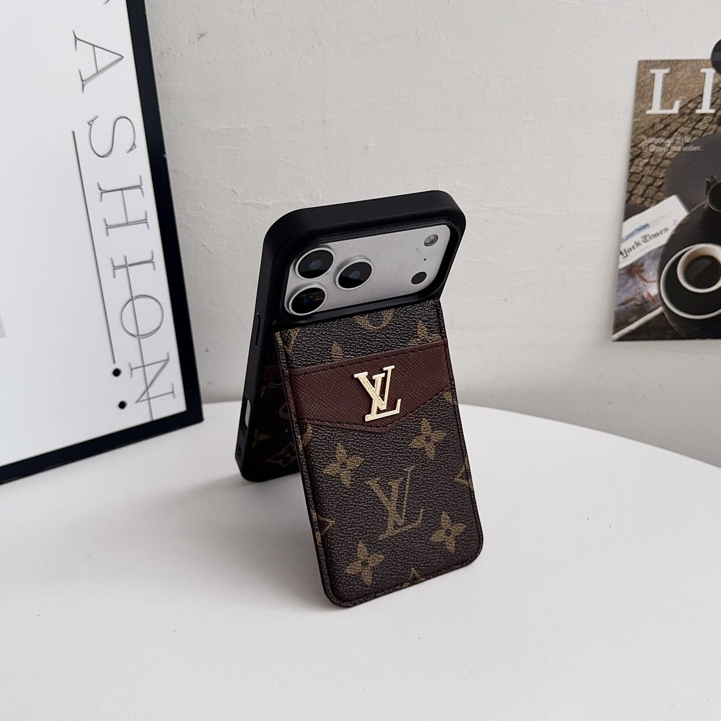 Louis V Card Holder Case For iPhone 12-17