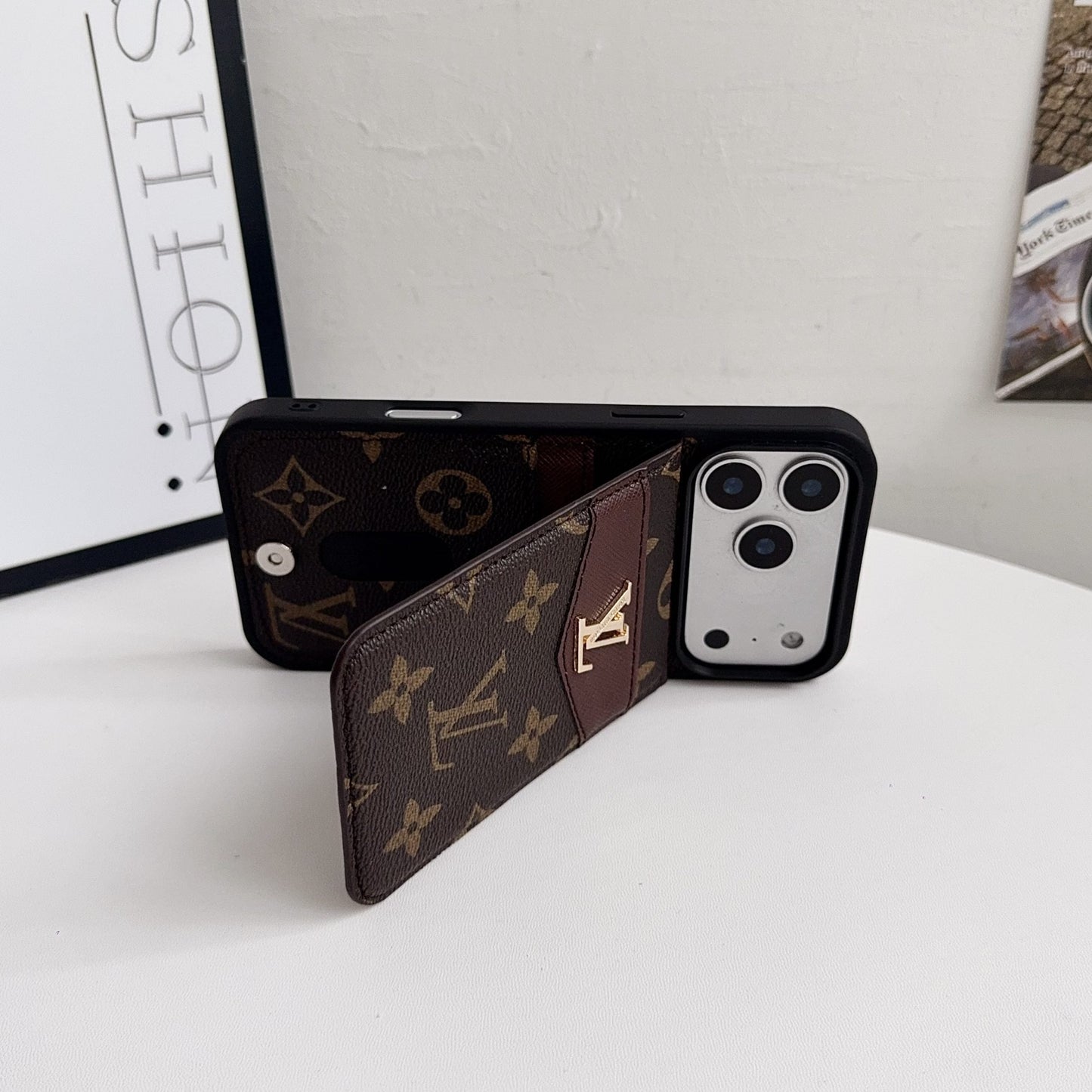 Louis V Card Holder Case For iPhone 12-17