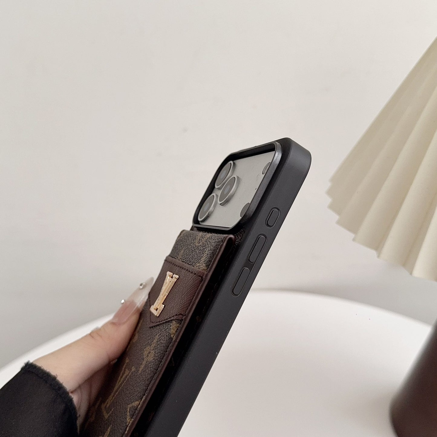 Louis V Card Holder Case For iPhone 12-17