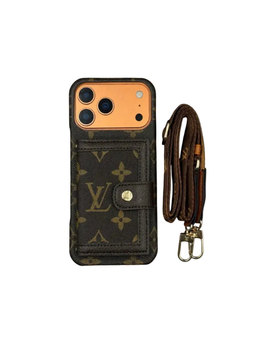 Lv Leather Card Holder Phone Case For iPhone 12-17 Series