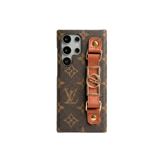 Luxury Designer Strap Holder Leather Case for Samsung Galaxy S22-S26 Series