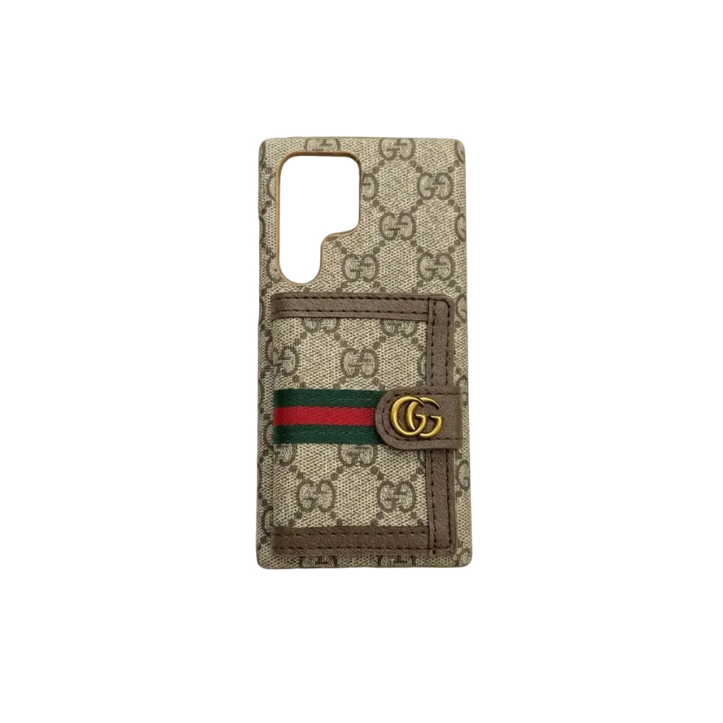 Luxury GG Supreme Case with Leather Card Pocket for Samsung Galaxy S22-S26 Series
