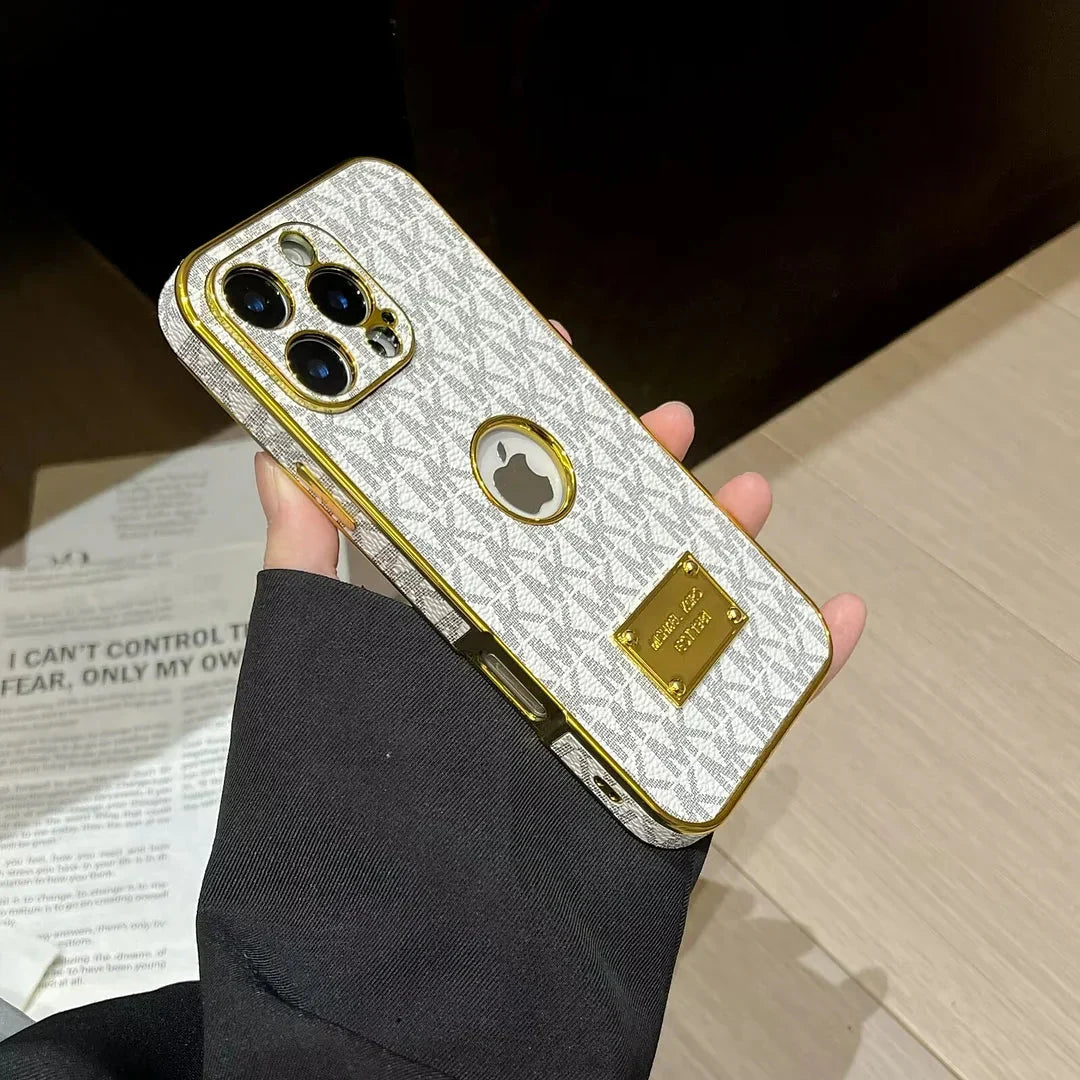 Gold Monogram Signature Canvas Leather Apple iPhone Case Roxy New 2