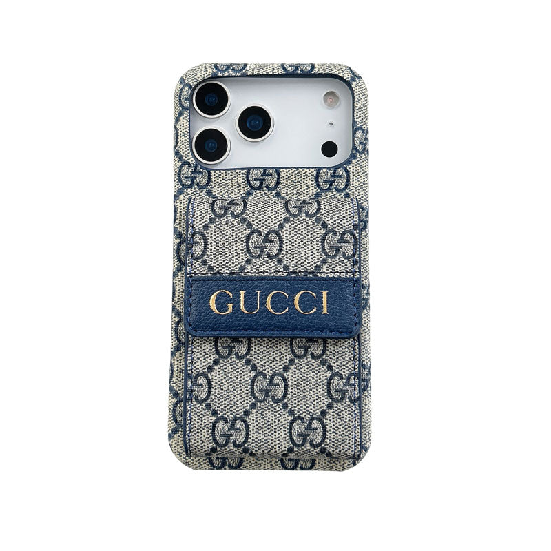 Stylish GG iPhone Case with Card Holder for iPhone 12-18 Pro & Pro Max