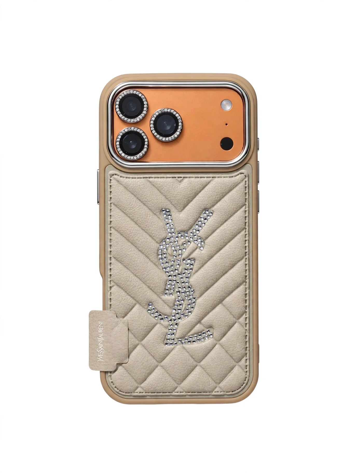 Luxury Rhinestone Quilted Leather Phone Case For iPhone 13-17