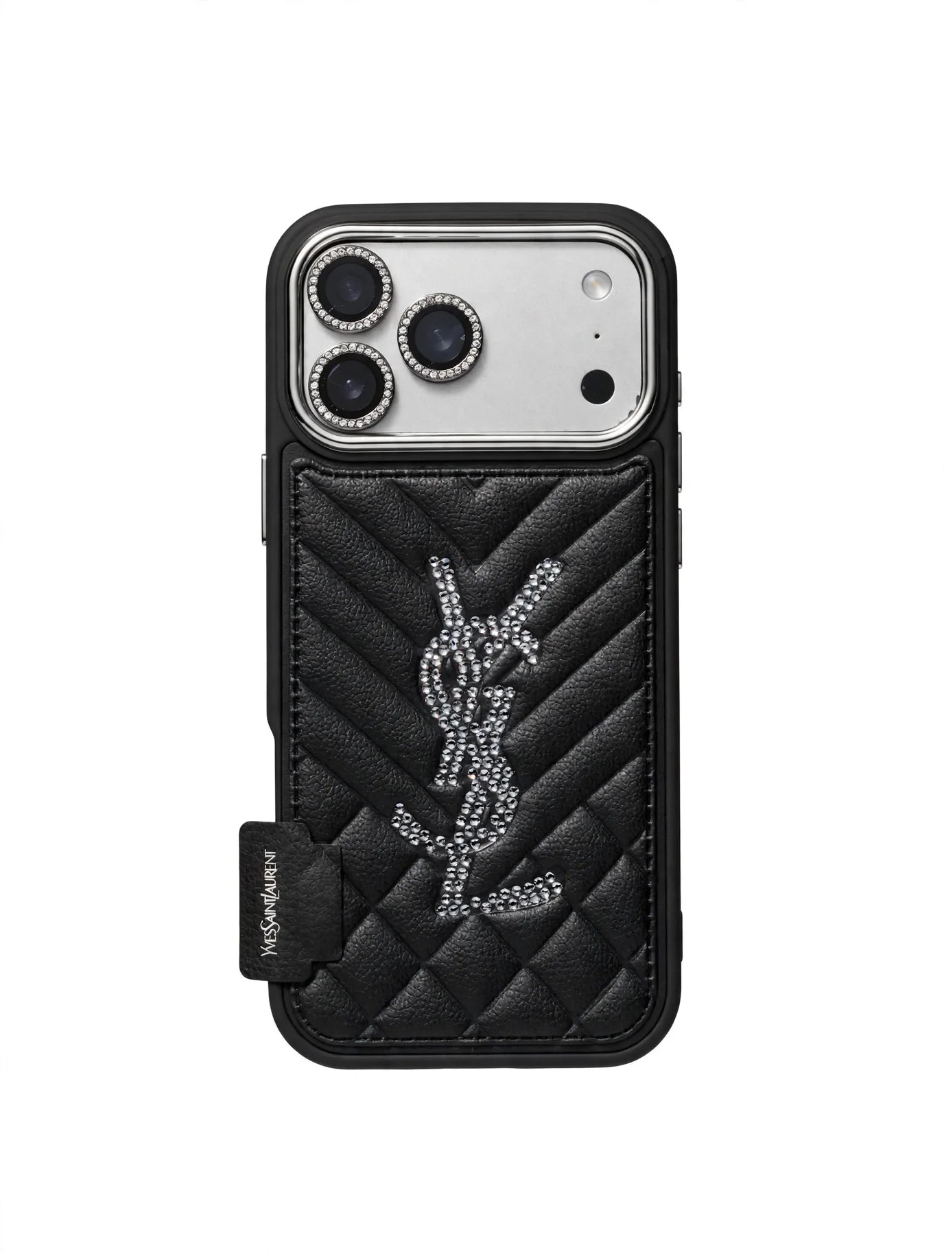 Luxury Rhinestone Quilted Leather Phone Case For iPhone 13-17